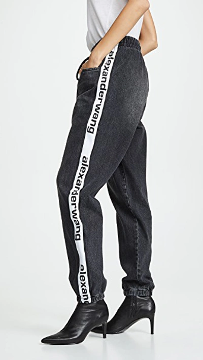 Shop Alexander Wang Track Pants In Grey Aged