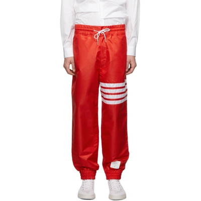 Shop Thom Browne Red Ripstop 4-bar Track Pants In 600 Red