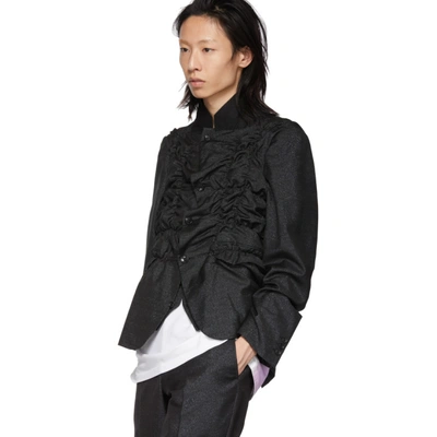 Shop Comme Des Garçons Homme Deux Comme Des Garcons Homme Plus Black And Blue Lame Blazer In 1 Black