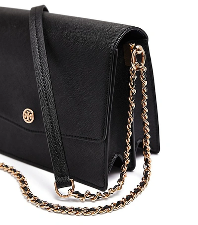 Shop Tory Burch Robinson Convertible Shoulder Bag In Black/royal Navy