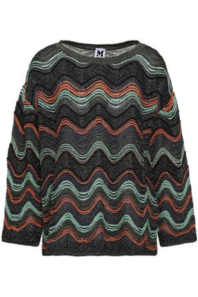 Shop M Missoni Woman Metallic Crochet-knit Sweater Multicolor