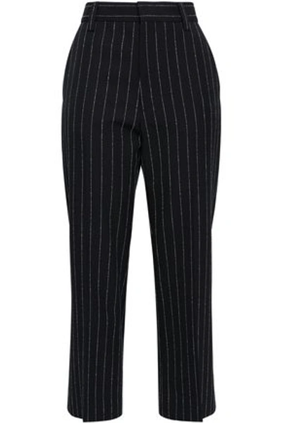 Shop Marc Jacobs Woman Pinstriped Wool-blend Bootcut Pants Black