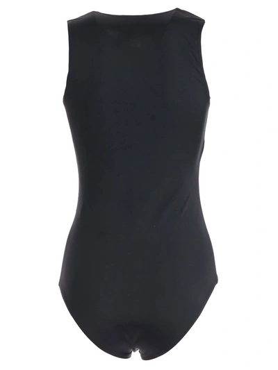 Shop Balmain Buttoned Swimsuit In Opa Black