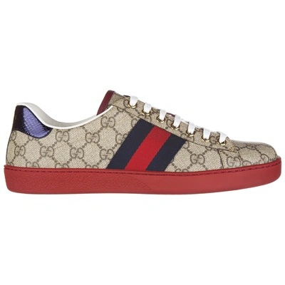 Shop Gucci Men's Shoes Trainers Sneakers  Gg Supreme Ace In Beige