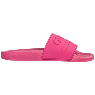 Shop Gucci Women's Rubber Slippers Sandals Logo In Pink