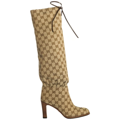 Shop Gucci Women's Heel Boots  Gg In Brown