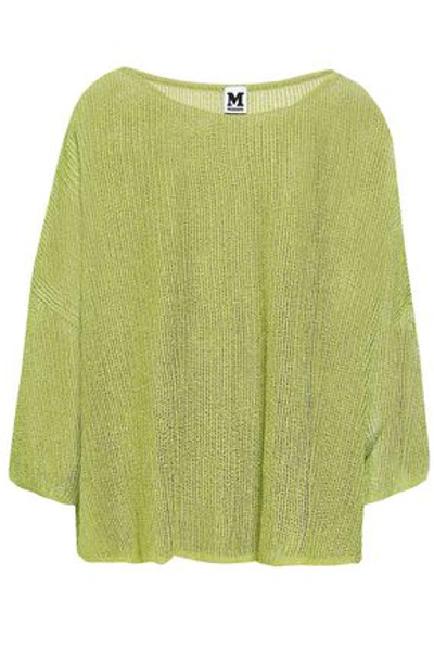 Shop M Missoni Woman Metallic Open-knit Sweater Lime Green