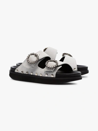 Shop Isabel Marant White Noddi Suede Leather Sandals