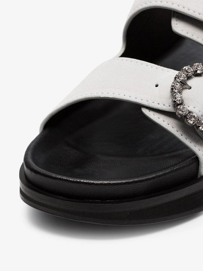 Shop Isabel Marant White Noddi Suede Leather Sandals