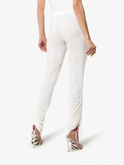 Shop Ashish Sequin Embellished Track Pants In 114 - White