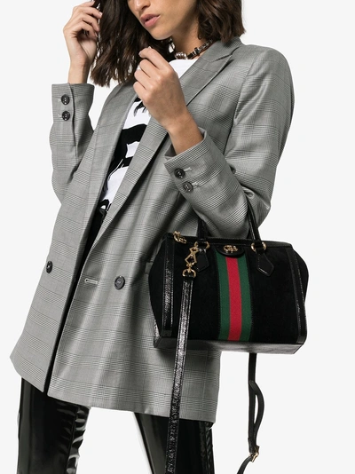 Shop Gucci Black Ophidia Suede Mini Tote Bag