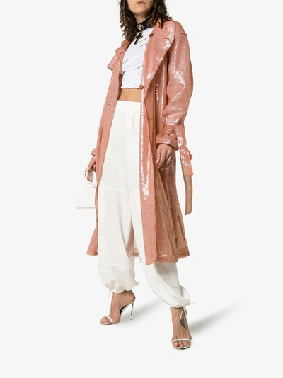 Shop Ashish Belted Sequin Trench Coat In 111 - Pink