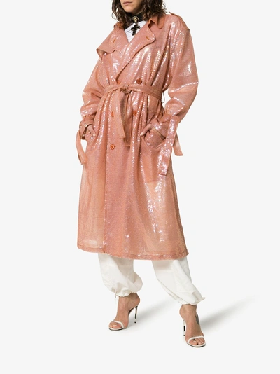 Shop Ashish Belted Sequin Trench Coat In 111 - Pink