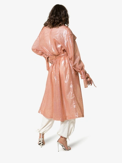 Shop Ashish Belted Sequin Trench Coat In 111 - Pink