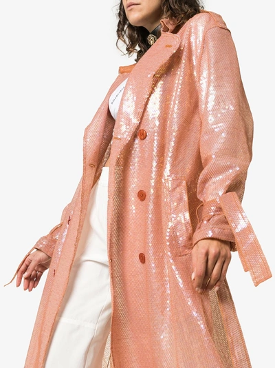 Shop Ashish Belted Sequin Trench Coat In 111 - Pink