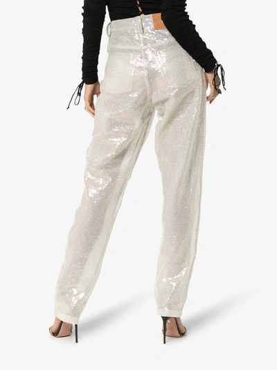 Shop Ashish Sequin Embellished Boyfriend Jeans In Silver