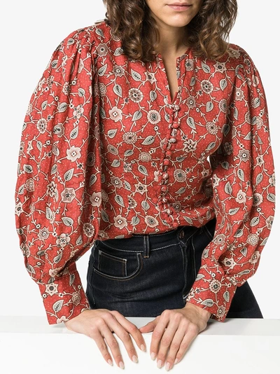 Shop Isabel Marant Étoile Paisley And Floral Print Linen Blouse In Red