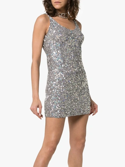 Shop Ashish Scoop Neck Sequin Mini Dress In Silver