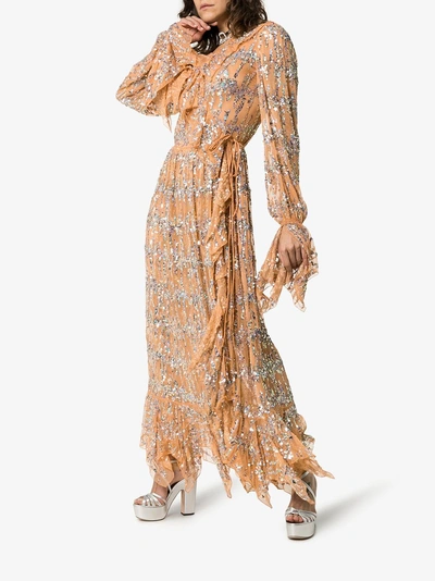 Shop Ashish Sequin Embellished Wrap Dress In Neutrals