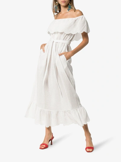 Shop Marysia Victoria Off-the-shoulder Cotton Dress In White