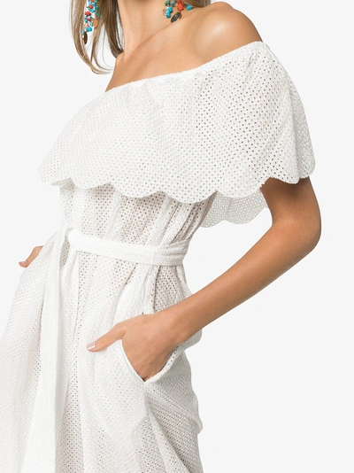 Shop Marysia Victoria Off-the-shoulder Cotton Dress In White