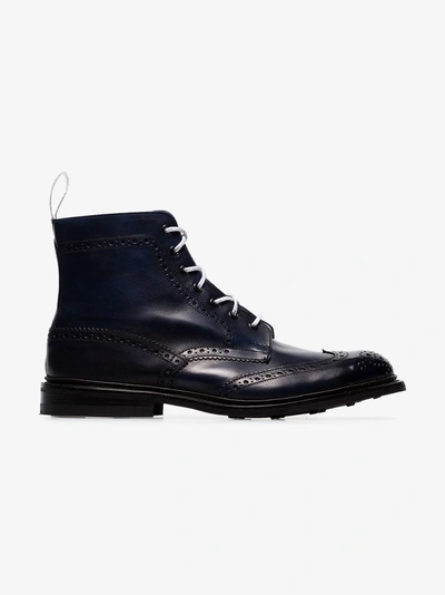 Shop Tricker's Trickers Blue Stow Leather Country Boots