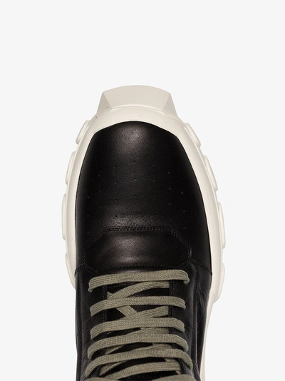 Shop Rick Owens Black And White Stivale Leather Hi-top Sneakers