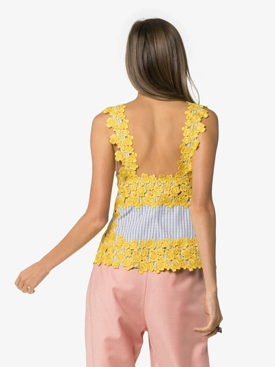 Shop Rosie Assoulin Floral Embroidered Cotton Tank Top In Yellow