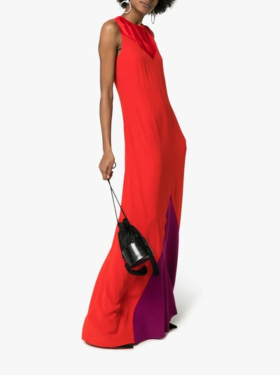 Shop Givenchy Contrast Panel Maxi Dress In Red