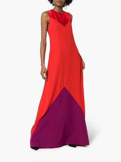 Shop Givenchy Contrast Panel Maxi Dress In Red