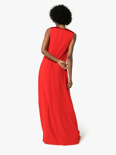 Shop Givenchy Contrast Panel Maxi Dress In Red