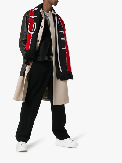 Shop Givenchy Red, Black And White Supporter Logo Scarf In Red/black