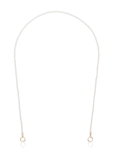 Shop Marla Aaron 14kt Gold And Akoya Pearl Lock Necklace In White