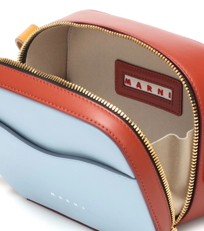 Shop Marni Shell Leather Shoulder Bag In Blue
