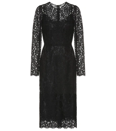 Shop Dolce & Gabbana Cordonetto Lace Midi Dress In Black