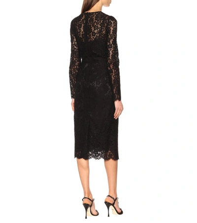 Shop Dolce & Gabbana Cordonetto Lace Midi Dress In Black