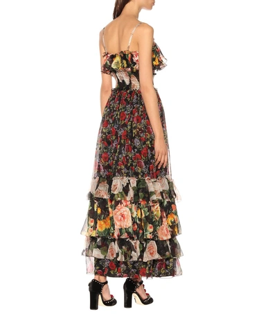 Shop Dolce & Gabbana Floral-printed Silk Chiffon Dress In Multicoloured