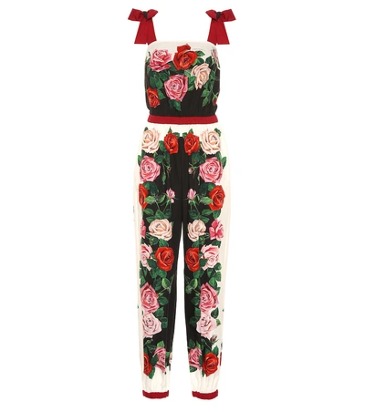 Shop Dolce & Gabbana Printed Cotton Jumpsuit In Multicoloured