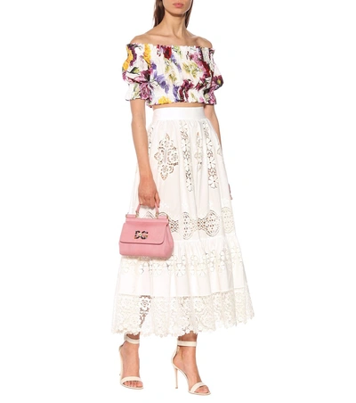 Shop Dolce & Gabbana Cotton Lace Maxi Skirt In White