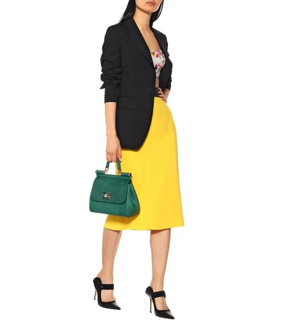 Shop Dolce & Gabbana Crêpe Pencil Skirt In Yellow