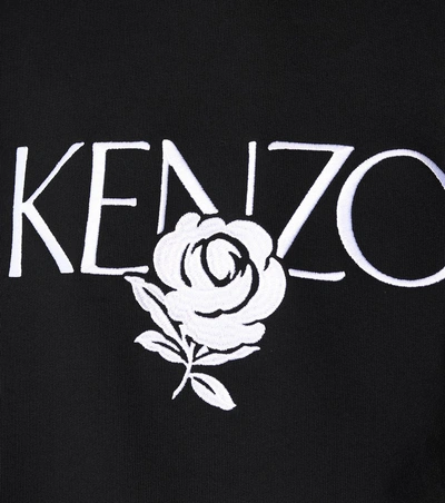 Shop Kenzo Printed Cotton Jersey Hoodie In Black