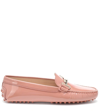 Shop Tod's Gommino Patent Leather Loafers In Pink