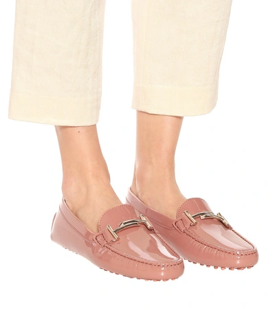 Shop Tod's Gommino Patent Leather Loafers In Pink