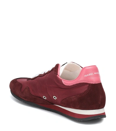 Shop Isabel Marant Bustee Leather-trimmed Sneakers In Red
