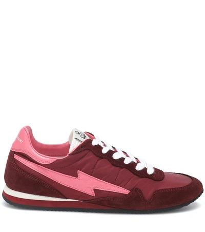 Shop Isabel Marant Bustee Leather-trimmed Sneakers In Red