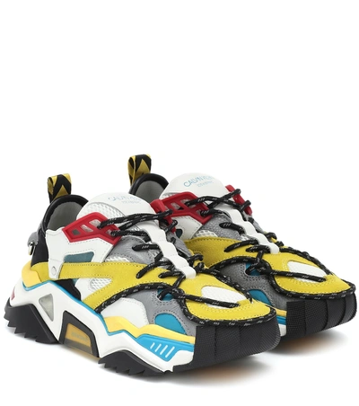 Shop Calvin Klein 205w39nyc Strike 205 Leather Sneakers In Multicoloured