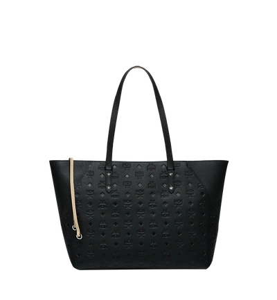 Shop Mcm Klara Shopper In Monogram Leather In Black | Black