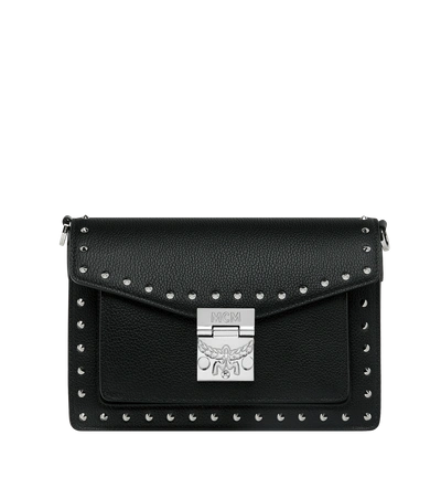 Shop Mcm Patricia Crossbody In Studded Outline Leather In Black