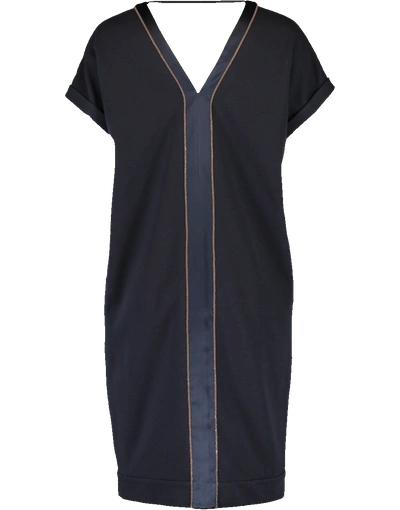 Shop Brunello Cucinelli Martini Double V Monili Dress In Midnight