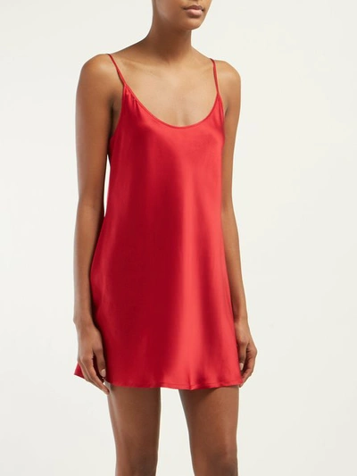 Shop La Perla Silk-satin Slip Dress In Red
